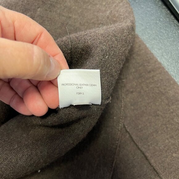 Eileen Fisher Womens Wool & Lamb Leather Blazer Jacket size Med Brown Suede Trim - Picture 6 of 10